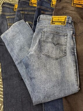 Diesel Industry Men's Straight Leg Jeans — Light Wash Blue